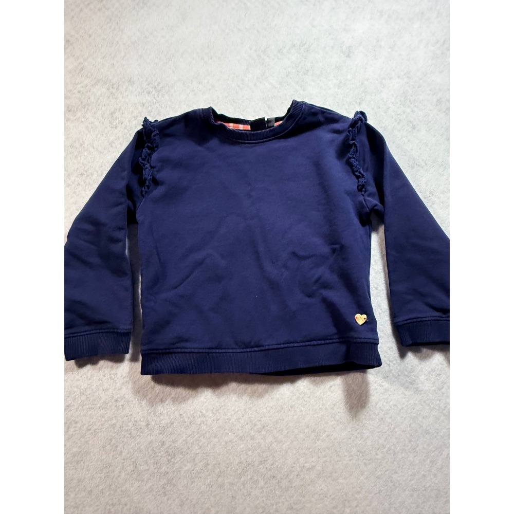 Babyface Kids Navy Blue Ruffle Shoulder‎ Sweatshirt Heart Charm Size 3YR